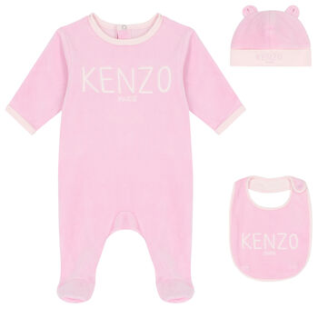Baby Girls Pink Logo & Animals Babygrows Gift Set